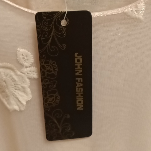 FINAL PRICE NWT JOHN FASHION pink crocheted embossed laced s/s blouse XL - Picture 6 of 6